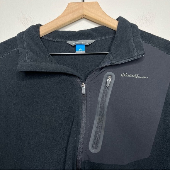 Eddie Bauer Men Cloud Layer Pro 1/4-Zip Pullover Sweater Large Black Zip Pocket - Picture 10 of 13